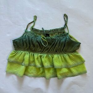 Wild  Fable  Green and Yellow Tiered Tank Top